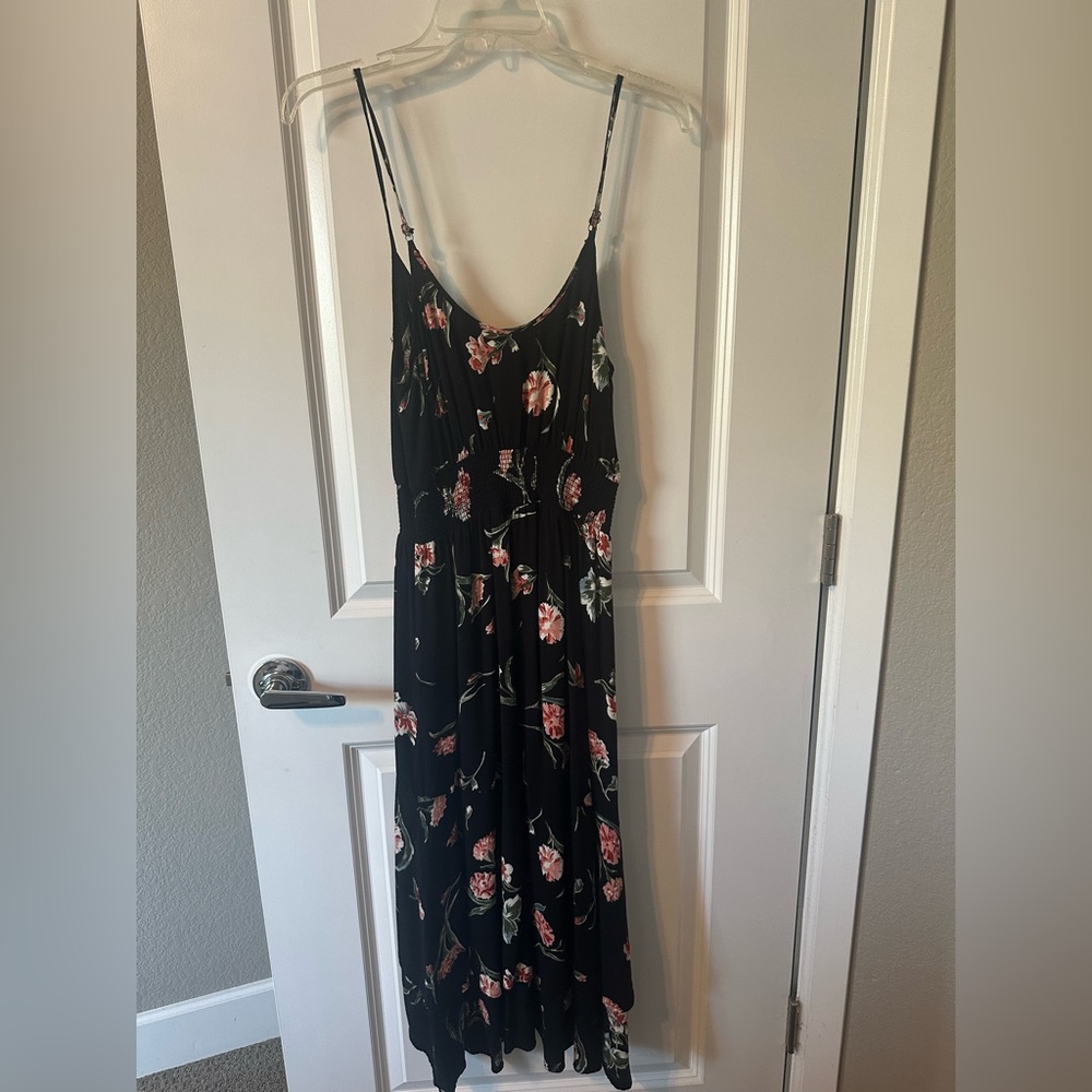 Saltwater Luxe Black Floral Midi Dress